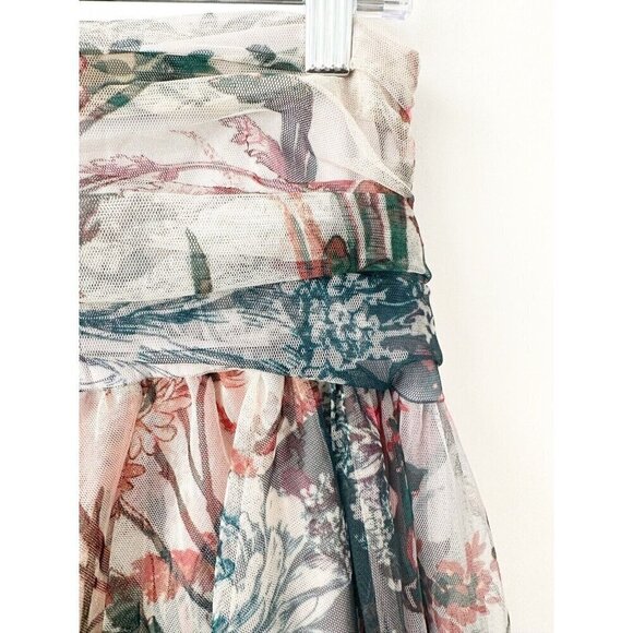 NWT Anthropologie High-Low Tulle Maxi Skirt 14 Floral Mesh Pink Green $160 - Picture 4 of 7